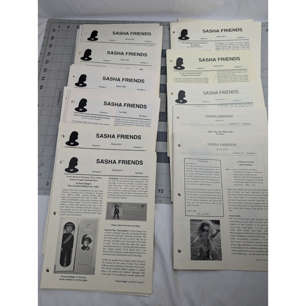 Sasha Friends Doll Newsletter 2006 to 2016
